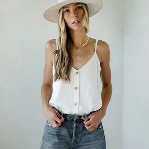 White / Ivory Linen Tank - NWOT